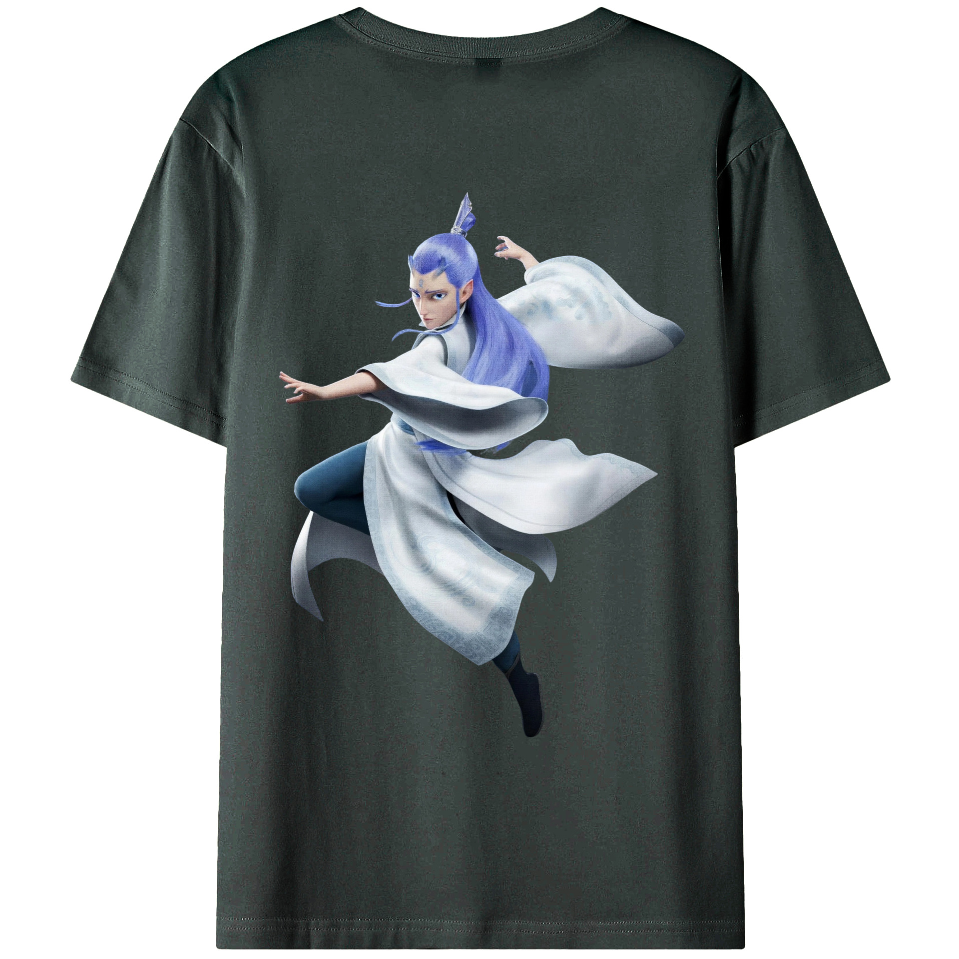 （画像用） Ne Zha 2 ナタ 魔童の大暴れ 綿100％ メンズ半袖Tシャツ（バックプリント） 通気性